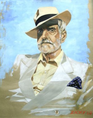 Self Portrait with hat - Acrylique -  81 x 65 cm