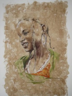 Jeune fille du Nigeria - 70 x 50 cm